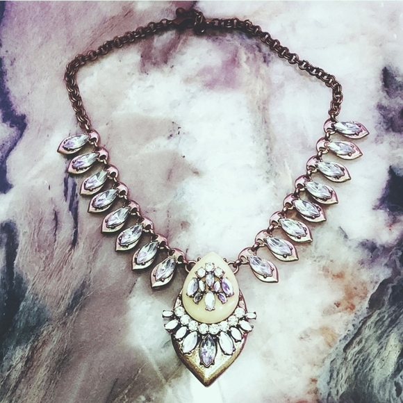 Lavish Vintage Iridescent Crystal Drop Necklace - Picture 1 of 9